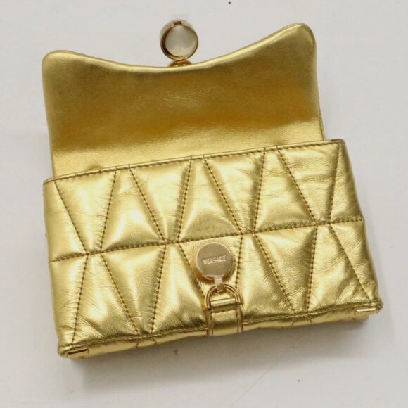 Versace Golden Kleio Metallic Quilted Mini Bag - Picture 12 of 15